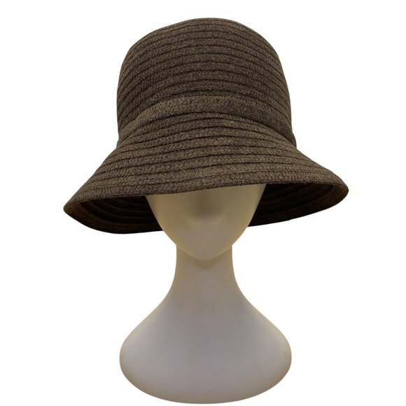 Charter Club Brown Fabric Bucket Hat Woven Texture Bow Accent - Picture 1 of 12